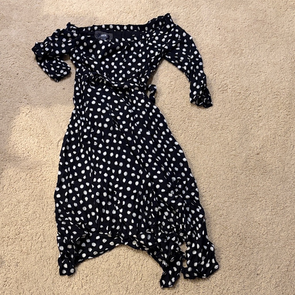 Maeve Black and White Asymmetrical Dress